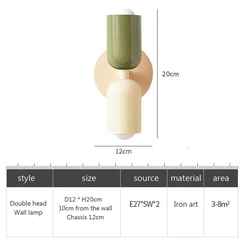 Nordic LED Wall Lamps Modern Minimalist Cream Double Head Lights Home decore Mounted