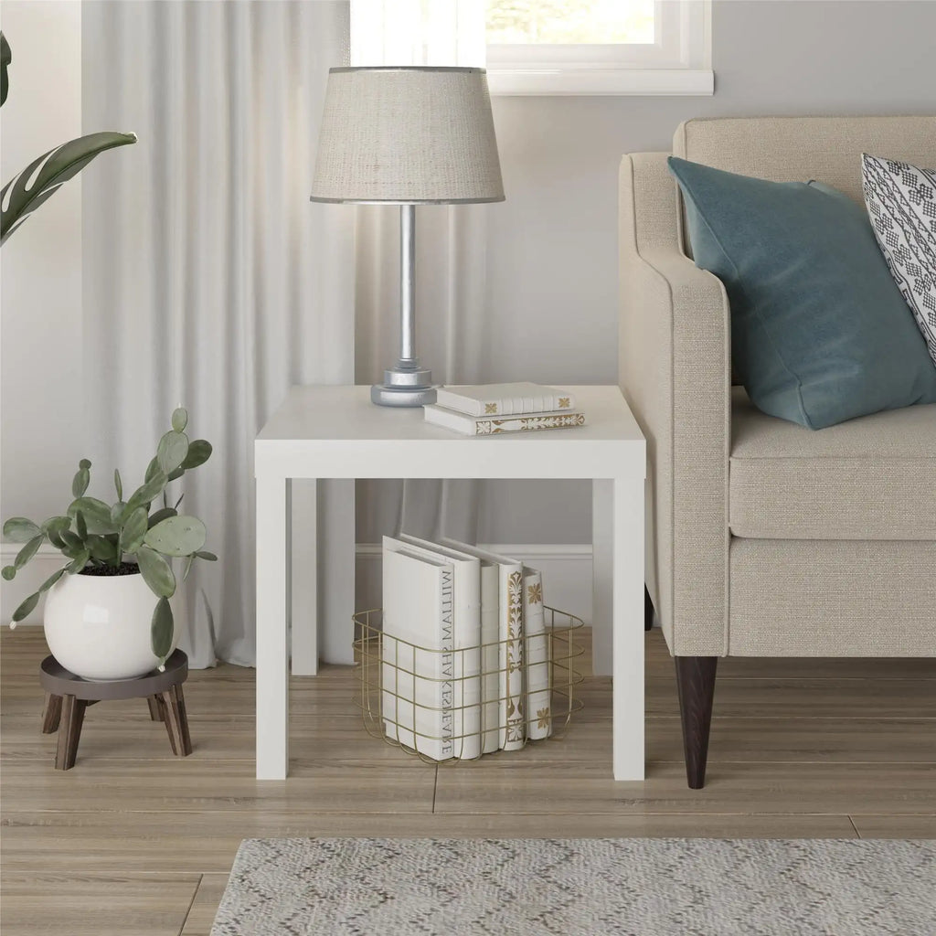 Parsons End Table, White\Black Oak\Canyon Walnut mesa  table side  living room furniture Table